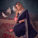 HNC Retail Printed Bollywood Lycra Blend, Chiffon Saree
