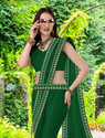 HNC Retail Temple Border, Solid/Plain Bollywood Lycra Blend, Chiffon Saree