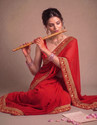 HNC Retail Printed Bollywood Lycra Blend, Chiffon Saree