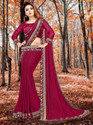 HNC Retail Solid/Plain, Embroidered, Floral Print Bollywood Lycra Blend, Chiffon Saree (Pink)