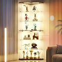 HNEBC 6-Tier Corner Display Cabinet with Glass Doors for Collectible,Black