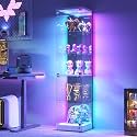 HNEBC Lighted Glass Display Cabinet with Doors for Collectibles,White