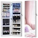 HNEBC Over the Door Organizer, Jewelry Cabinet with Lights,White