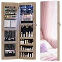 HNEBC Over the Door Organizer, Jewelry Cabinet with Lights,Brown