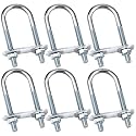 U Bolts 6PCS 0.98"(25mm) Inner Width 2.76"(70mm) Length Steel M6,with Nut,Washer,Plate