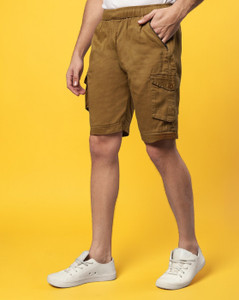 Ho Bindaass Solid Men Khaki Cargo Shorts