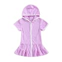 Hoanselay Kids Toddler Little Girl Swim Cover Up Towel Terry Swimsuit Wraps Zip Up Bathing Suit Robe Pool Beach Coverup