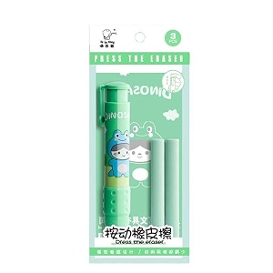 cute pencil creative stationery retractable rubber stick erasers for kids creative cartoon pattern cute erasers kawaii school supply school office prize stationery green