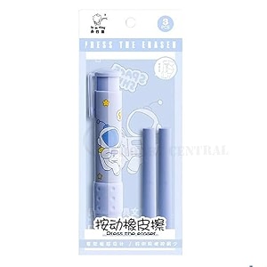 cute pencil creative stationery retractable rubber stick erasers for kids creative cartoon pattern cute erasers kawaii school supply school office prize stationary blue