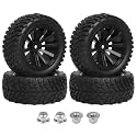 HobbyPark Outer Diameter 2.99 inch / 76mm Rubber RC Car Tires & Wheel Rims Foam Inserts 12mm Hex Hub (4-Pack)