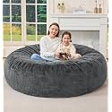 Hobestluk Giant Bean Bag Chairs 6FT Jumbo Adult BeanBag Chair Dark Grey