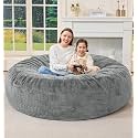 Hobestluk Giant Bean Bag Chairs 6FT Jumbo Adult BeanBag Chair Light Grey