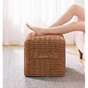 Hobestluk Square Ottoman Pouf Foot Rest Burnt Orange for Couch Living Room