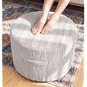 Hobestluk Stuffed Pouf Ottoman,Memory Foam Filled,Small Waves Oatmeal