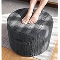 Hobestluk Stuffed Pouf Ottoman,Memory Foam Filled,Large Waves Grey