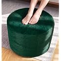 Hobestluk Stuffed Pouf Ottoman,Memory Foam Filled,Small Braided Green