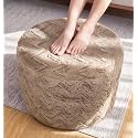 Hobestluk Stuffed Pouf Ottoman,Memory Foam Filled,Small Chevron Brown