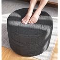 Hobestluk Stuffed Pouf Ottoman,Memory Foam Filled,Large Braided Grey