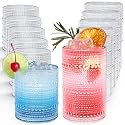 Hobnail Drinking Glasses Set of 12 Kitchen Glass Cups Glassware, Clear