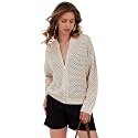 HOCANDY Womens Zip Up Crochet Cardigan Sweater
