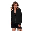 HOCANDY Womens Zip Up Crochet Cardigan Sweater