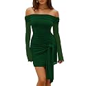 HOCILLE Women39s Sexy Off Shoulder Mesh Long