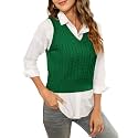 HOCOSIT Women's Knitted V-Neck Vest Argyle Plaid Preppy Style Sleeveless Pullover Crop Sweater Vest