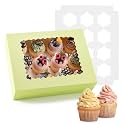 Hoewina 6PCS Cupcake Boxes - Hold 12 Count Cupcake Containers with Window, Food Grade Cupcake Holder Easy Transport and Presentation - Ideal for Cupcakes, Desserts, and More (Light Green)