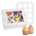 Hoewina 6PCS Cupcake Boxes Hold 12 Cupcakes, Cupcake Containers with Window