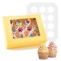 Hoewina 6PCS Cupcake Boxes Hold 12 Cupcakes, Cupcake Containers with Window