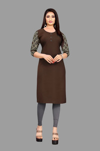 HOFC Women Solid Straight Kurta
