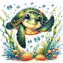 HOIYLDS Cute Turtle Diamond Painting Kits for Adults - Diamond Art Kits for Adults Beginner, DIY Full Drill Diamond Dots Paintings with Diamonds 5D Gem Art and Crafts Home Wall Decor 14x14inch