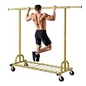 HOKEEPER Clothing Rack Gold Clothes Rack Heavy Duty Garment Rack for Hanging Clothes 525LBS Commercial Clothing Racks with Wheels for Bedroom, Laundry, Balcony, Living Room 22" D x 75" W x 71" H