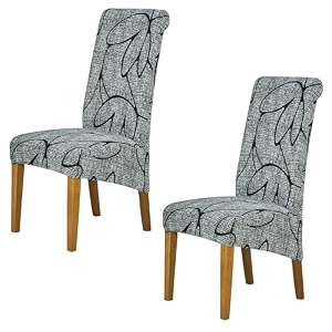 hokipo 140 gsm high back chair cover set of 2 beige abstract geometry