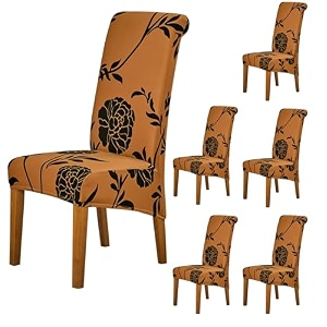 hokipo elira 140 gsm high back chair cover set of 1 copper brown floral