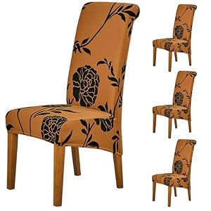 hokipo elira 140 gsm high back chair cover set of 1 copper brown floral