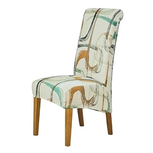 hokipo 140 gsm high back chair cover set of 4 parchment beige abstract art