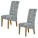 HOKIPO 140 GSM High Back Chair Cover Set of 2, Beige Abstract Geometry