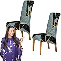 HOKIPO 140 GSM High Back Chair Cover Set of 2, Multicolor Abstract Geometry