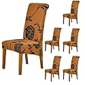 HOKIPO Elira 140 GSM High Back Chair Cover Set of 1, Copper Brown Floral