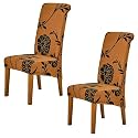 HOKIPO Elira 140 GSM High Back Chair Cover Set of 2, Copper Brown Floral