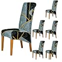 HOKIPO 140 GSM High Back Chair Cover Set of 2, Multicolor Abstract Geometry
