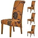 HOKIPO Elira 140 GSM High Back Chair Cover Set of 1, Copper Brown Floral