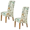 HOKIPO 140 GSM High Back Chair Cover Set of 2, Parchment Beige Abstract Art