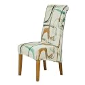 HOKIPO 140 GSM High Back Chair Cover Set of 4, Parchment Beige Abstract Art