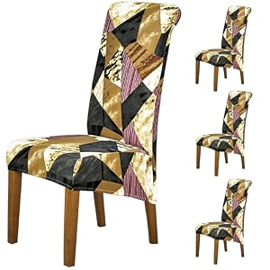 hokipo elira 140 gsm high back chair cover set of 4 wine abstract geometry