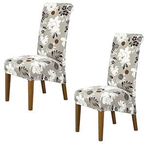 hokipo elira 140 gsm high back chair cover set of 2 feather brown floral