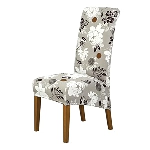hokipo elira 140 gsm high back chair cover set of 2 feather brown floral