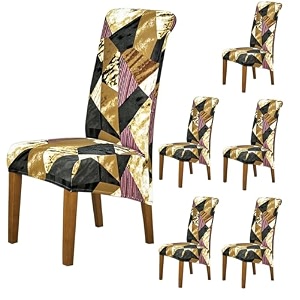 hokipo elira 140 gsm high back chair cover set of 6 wine abstract geometry