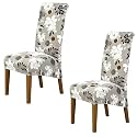 HOKIPO Elira 140 GSM High Back Chair Cover Set of 2, Feather Brown Floral